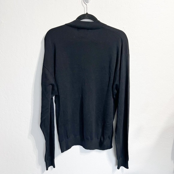 BARACUTA Silk Cotton Mock Neck Knit Pullover Sweater Lightweight Mens XL Black - Picture 1 of 4